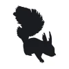 Squirrel sticker 2133 - Graphic design featuring a black squirrel with a large, fluffy tail.