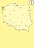 Dry-erase board of Poland map 239 - Graphic design. Map of Poland with city names on a yellow background.
