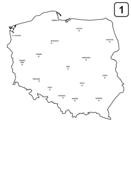Magnetic dry-erase board of Poland map 239 - Graphic design. Outline of Poland with city names.
