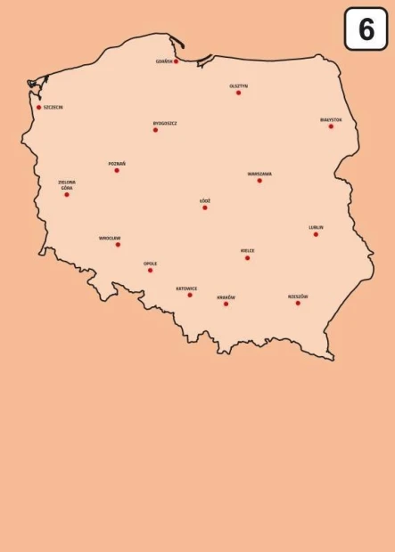 Magnetic dry-erase board of Poland map 239 - Graphic design. Map with city names on an orange background.