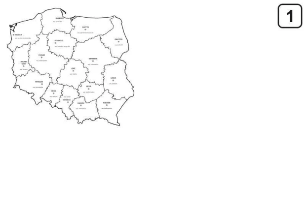 Magnetic dry-erase board of Poland with regional divisions, featuring a graphic design and outline map.