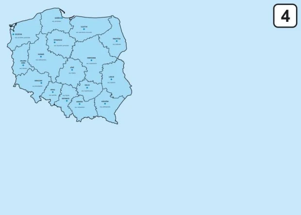 Magnetic dry-erase board of Poland with regional divisions, 240 - Graphic design. Clear map of Poland.