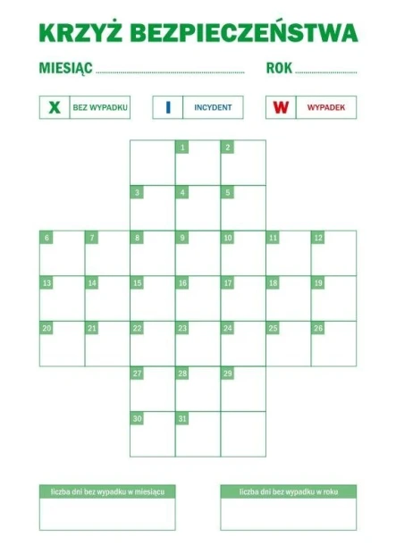 Lean safety cross dry-erase board 079 - Graphic design featuring a grid with fields for input.