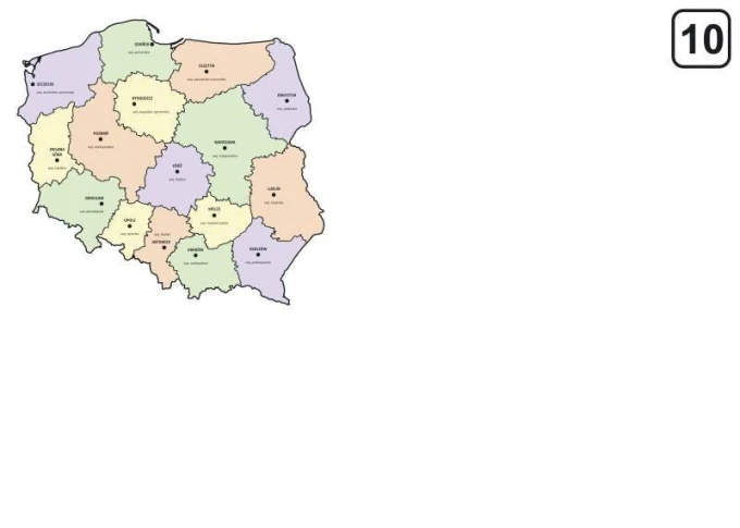 Dry-erase board of Poland map with provinces, 240 - Graphic design. Map shows the outline of Poland.