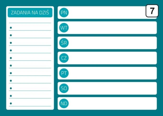 Dry-erase planner board 243 - Graphic design with a simple layout of rectangles and lines for writing.