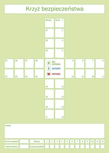 Magnetic dry-erase board lean safety cross 082 - Graphic design featuring a cross with fields.
