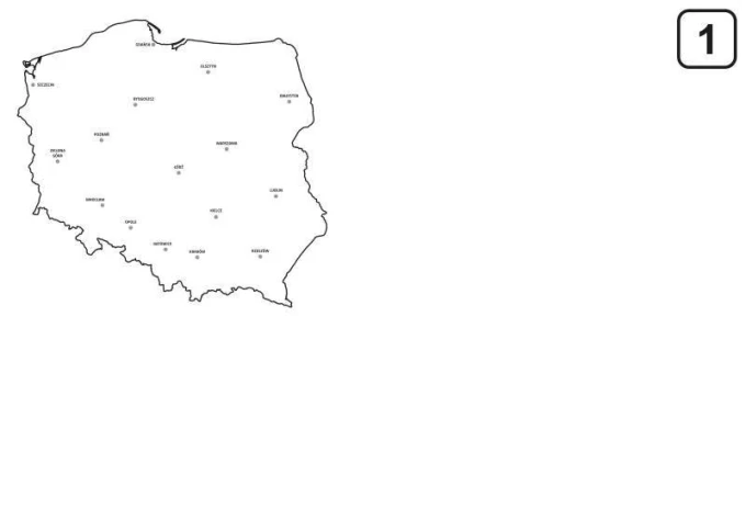 Magnetic dry-erase board of Poland map 241 - Graphic design. Outline map of Poland with city names.