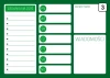 Magnetic dry-erase board planner 242 - Graphic design with green background and white fields for tasks and days of the week.