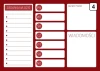 Magnetic dry-erase planner board 242 - Graphic design with red background and white fields for tasks and days of the week.