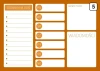 Magnetic dry-erase planner board 242 - Graphic design with orange background and white and gray elements, fields.