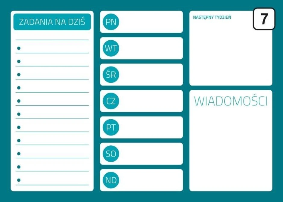 Magnetic dry-erase board planner 242 - Graphic design with space for tasks and days of the week.