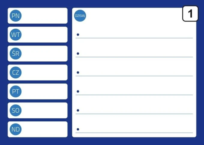 Magnetic dry-erase planner board 244 - Graphic design with a simple layout, days of the week on the left, and space for notes.