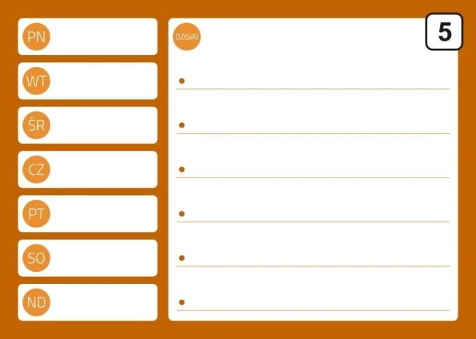 Magnetic dry-erase board planner 244 - Graphic design with days of the week and space for notes.