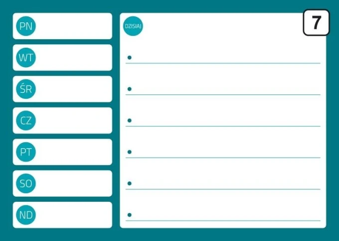 Magnetic dry-erase planner board 244 - Graphic design with days of the week and space for notes.