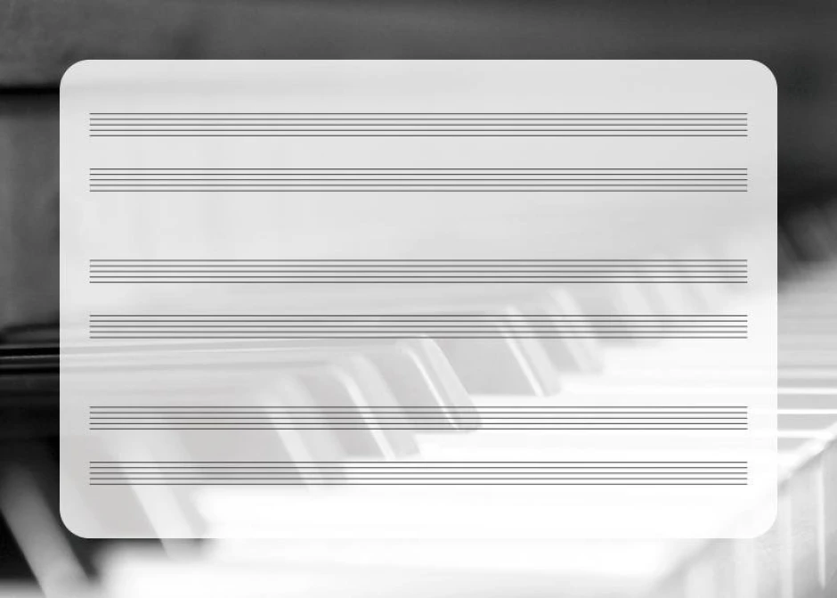 Dry-erase piano staff board EDU 042 - Graphic design. Board with staff lines on a white background, clearly marked.