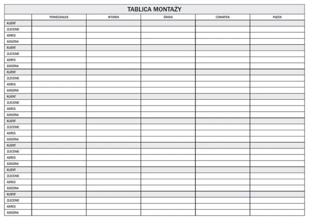 Dry-erase magnetic board for lean planning 086 - Graphic design. Simple grid with columns and rows.