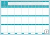 Magnetic dry-erase fitness graphic board 258 - Rectangular sections for days of the week.