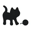 Chalk sticker for kids featuring a small black kitten with a round ball beside it.