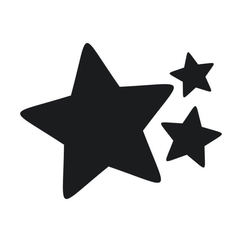 Chalk sticker set for kids featuring a large star made of two smaller stars, all in color.
