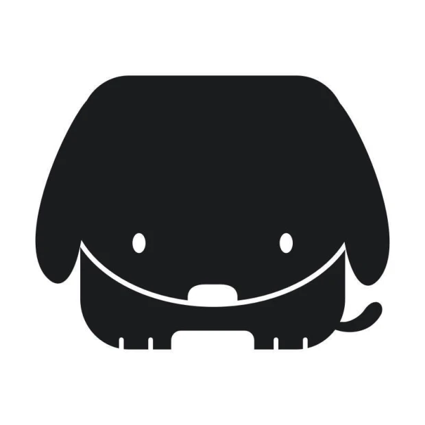 Chalk sticker for kids featuring a smiling black dachshund design.