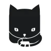 Chalk sticker for kids featuring a black cat with clear eyes and simple shapes.