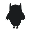 Chalkboard sticker for kids, owl design. Dark-colored owl with large ears and wings.