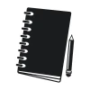 Chalkboard sticker for office notebook 236 - Graphic design. Black notebook with round rings and pencil beside it.