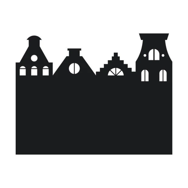 Chalk sticker houses 243 - Graphic design featuring four houses with different shapes and windows.