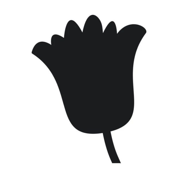 Chalk wall sticker flower 218 - Graphic design. Flower shape with rounded petals and a long stem.