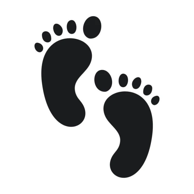 Chalk wall sticker of feet 217 - Graphic design. Two black footprints with clear toes.