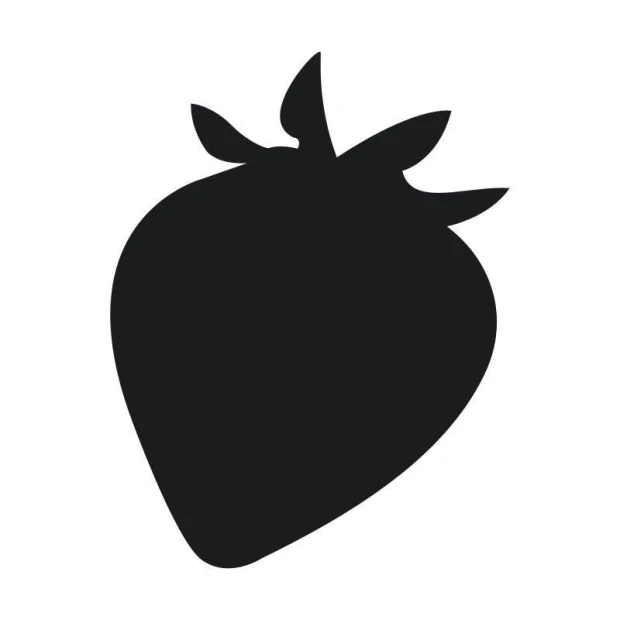 Chalk sticker for kitchen featuring a large, stylized dark-colored strawberry design.