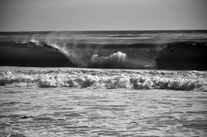 Wall mural Stormy Wave FP 1389 - Graphic design. Moving wave in contrasting shades of gray, dynamic look.