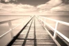 Wall mural of a pier with white railings FP 1632 - Graphic design. The pier leads to the horizon, surrounded by water.