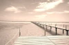 Wall mural of a pier extending into the ocean FP 1842 - Graphic design. The pier leads towards the water, surrounded by sky.