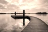 Wall mural of a pier at sunset FP 1865 - Graphic design. Arched pier with reflective water.