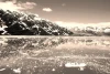 Wall mural Alaska mountain view FP 2090 - Graphic design. Mountains reflected in water, surrounded by ice chunks.