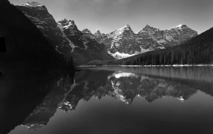 Wall mural in stunning mountain blue FP 2048 - Graphic design featuring a mountain reflected in water with clear shapes.