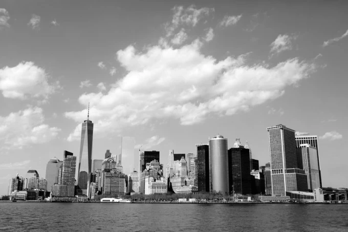 Wall mural of stunning New York FP 2166 - Graphic design featuring the NYC skyline silhouette in shades of gray.