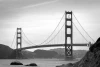 Wall mural of the Golden Gate Bridge FP 2197 - Graphic design in shades of gray against a water backdrop.