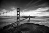 Wall mural Golden Gate view FP 2255 - Graphic design. Black-and-white bridge with a background of water and clouds.