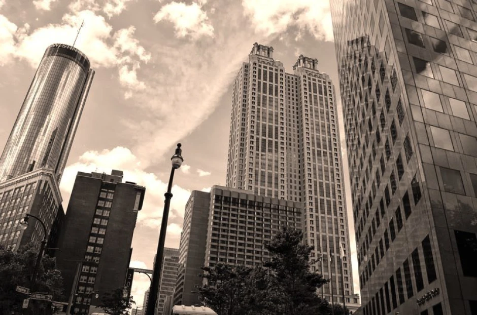 Atlanta city wall mural FP 2284 - Office decor with gray walls and modern furniture.