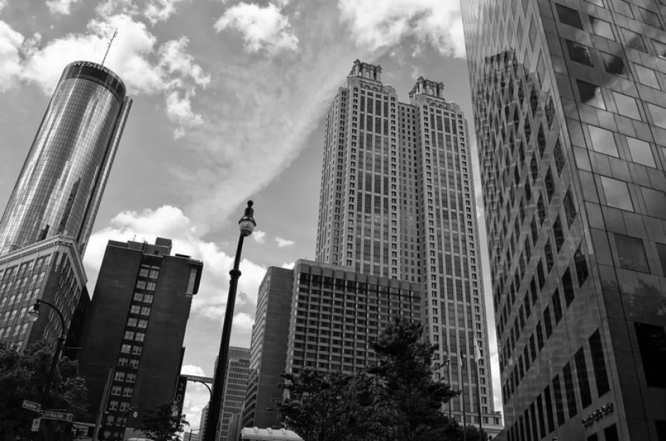 Wall mural of Atlanta city FP 2284 - Graphic design featuring tall buildings in various shapes and textures.