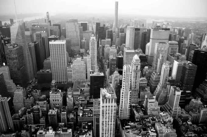 New York wall mural aerial city view FP 2295 - Graphic design. View of a densely built urban landscape.