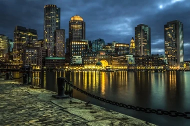 Wall mural stunning city at night FP 2251 - Graphic design. Features tall buildings reflecting light.