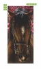 Horse head door mural FP 2723 D - Graphic design featuring a horse\'s head with mane and bridle on a background.