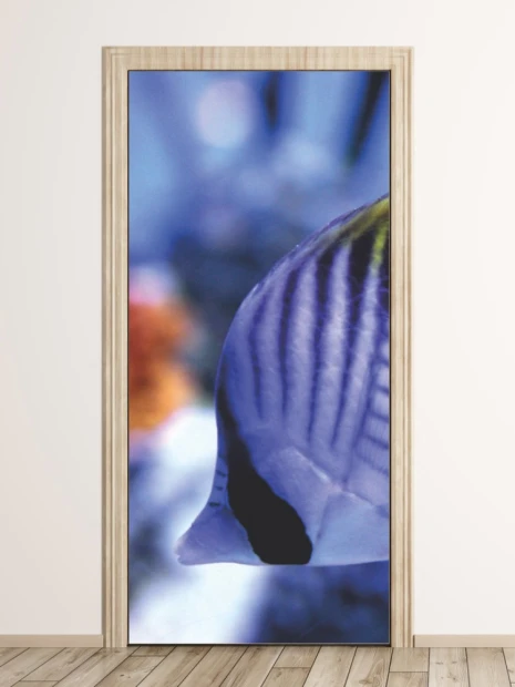 Coral reef fish door wallpaper FP 2663 D - Graphic design featuring a fish with distinct stripes.