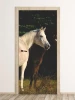 Door wallpaper featuring two horses in a meadow with green grass and trees. Design FP 2627 D.