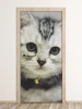 Cat door mural FP 2550 D - Graphic design featuring a close-up of a cat with prominent eyes and whiskers.