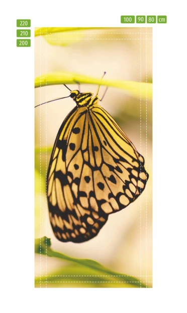 Colorful butterfly door mural FP 2511 D - Graphic design with yellow and black patterns on the wings.