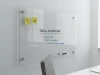 Clear glass board 100x150cm - Office setup with light-colored walls and minimalist furniture.